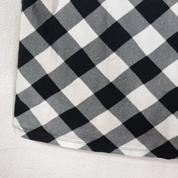 Justice Black White Check SS Black Sequin Bow Neckline Cotton Span Top Size 18 - Picture 7 of 16